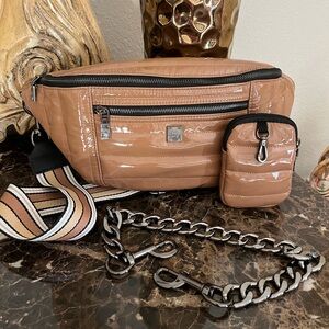 THINK-ROLYN Life On The Fly Brown Quilted Three Piece Crossbody Bag.